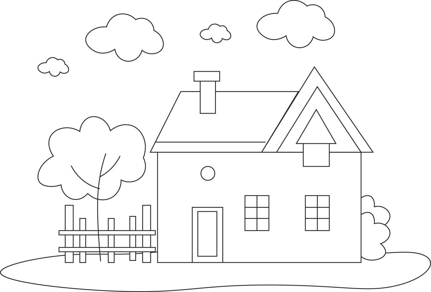disegno della pagina da colorare della casa. disegno di pagina da colorare per bambini. semplice disegno della pagina da colorare. vettore