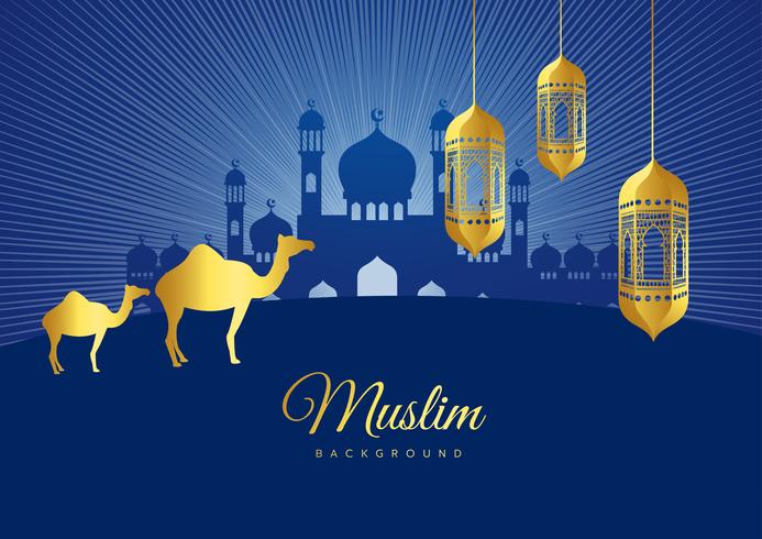 Illustrazione vettoriale di Eid Mubarak islamico vacanza cartolina d&#39;auguri design