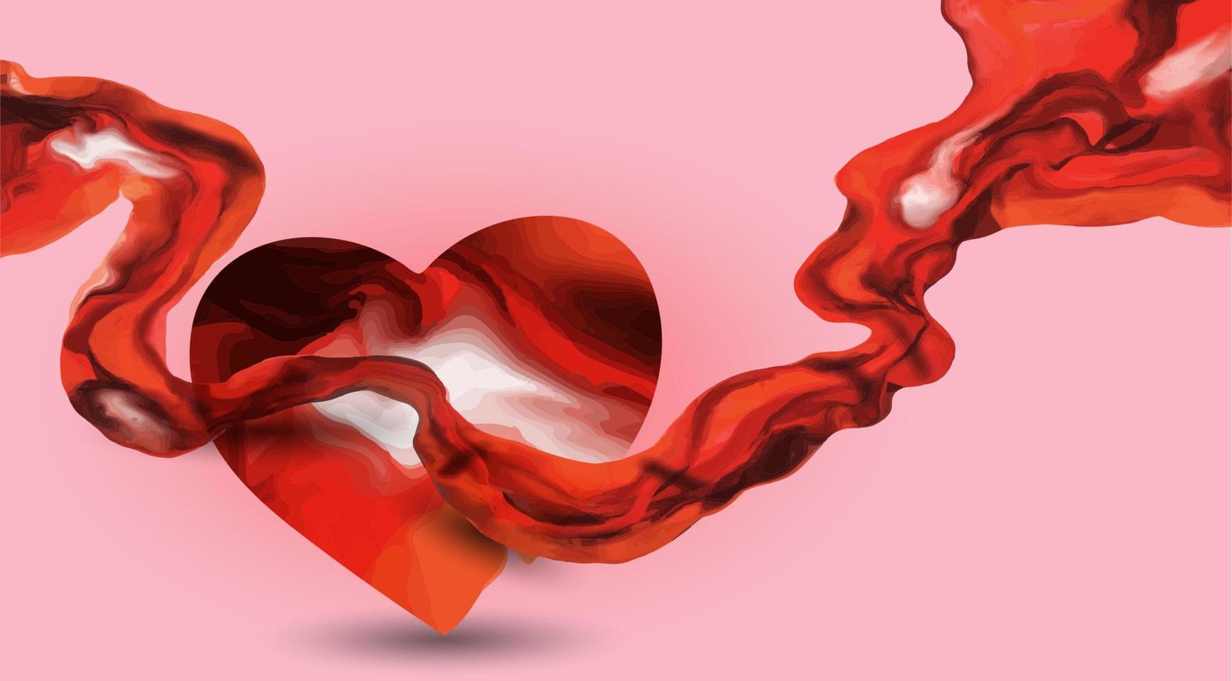 banner di buon san valentino. design di sfondo vacanza con cuori e liquido. poster orizzontale, volantino, biglietto di auguri, intestazione per il sito web vettore