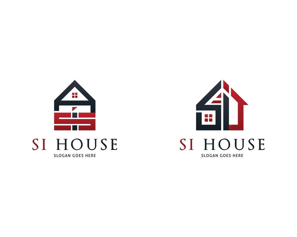 set di lettere si con il logo della casa vettore