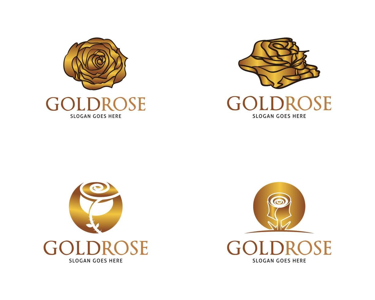 set di modello di progettazione logo vettoriale rosa d'oro