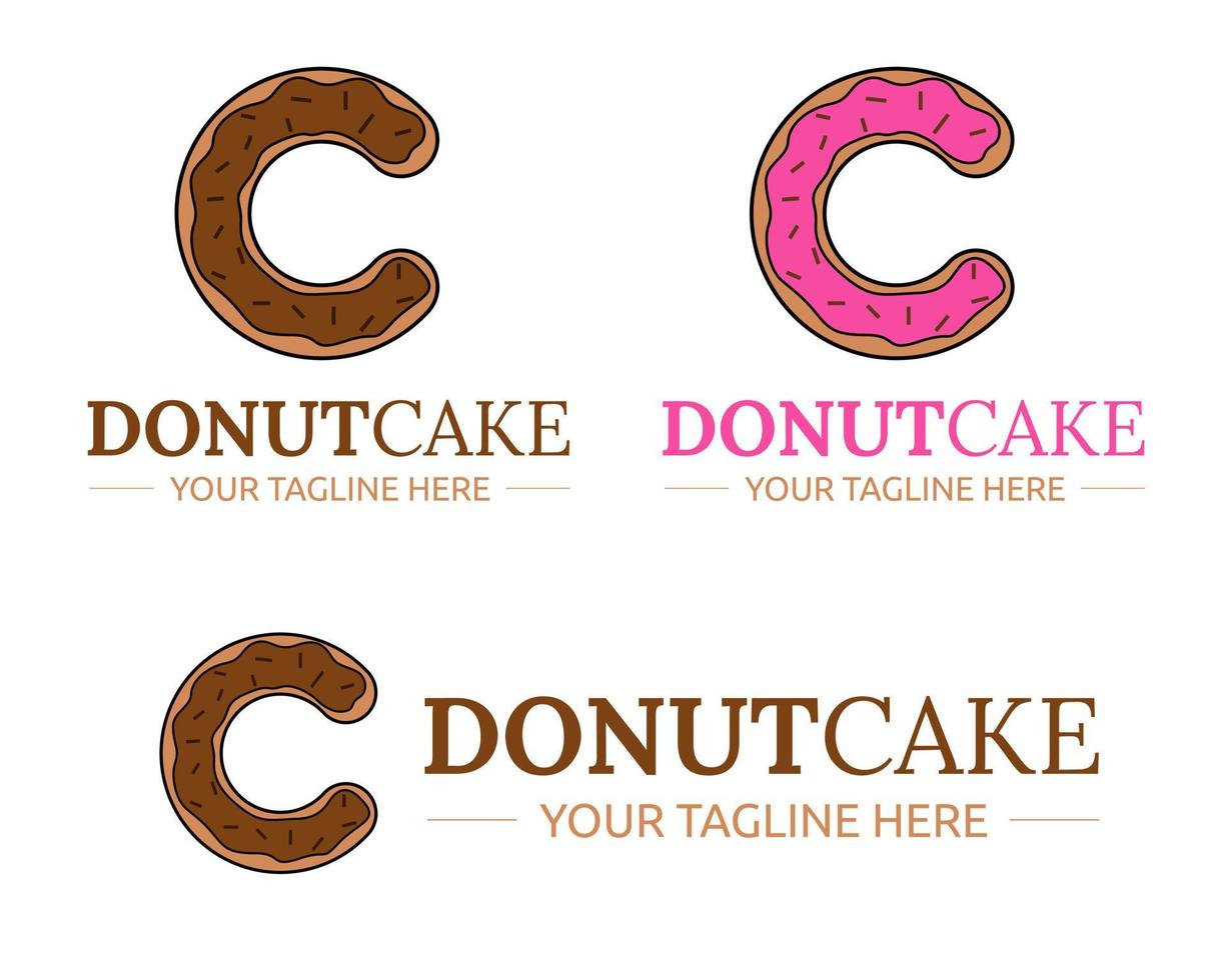 illustrazione disegno vettoriale del modello di logo della torta di ciambelle per affari o società