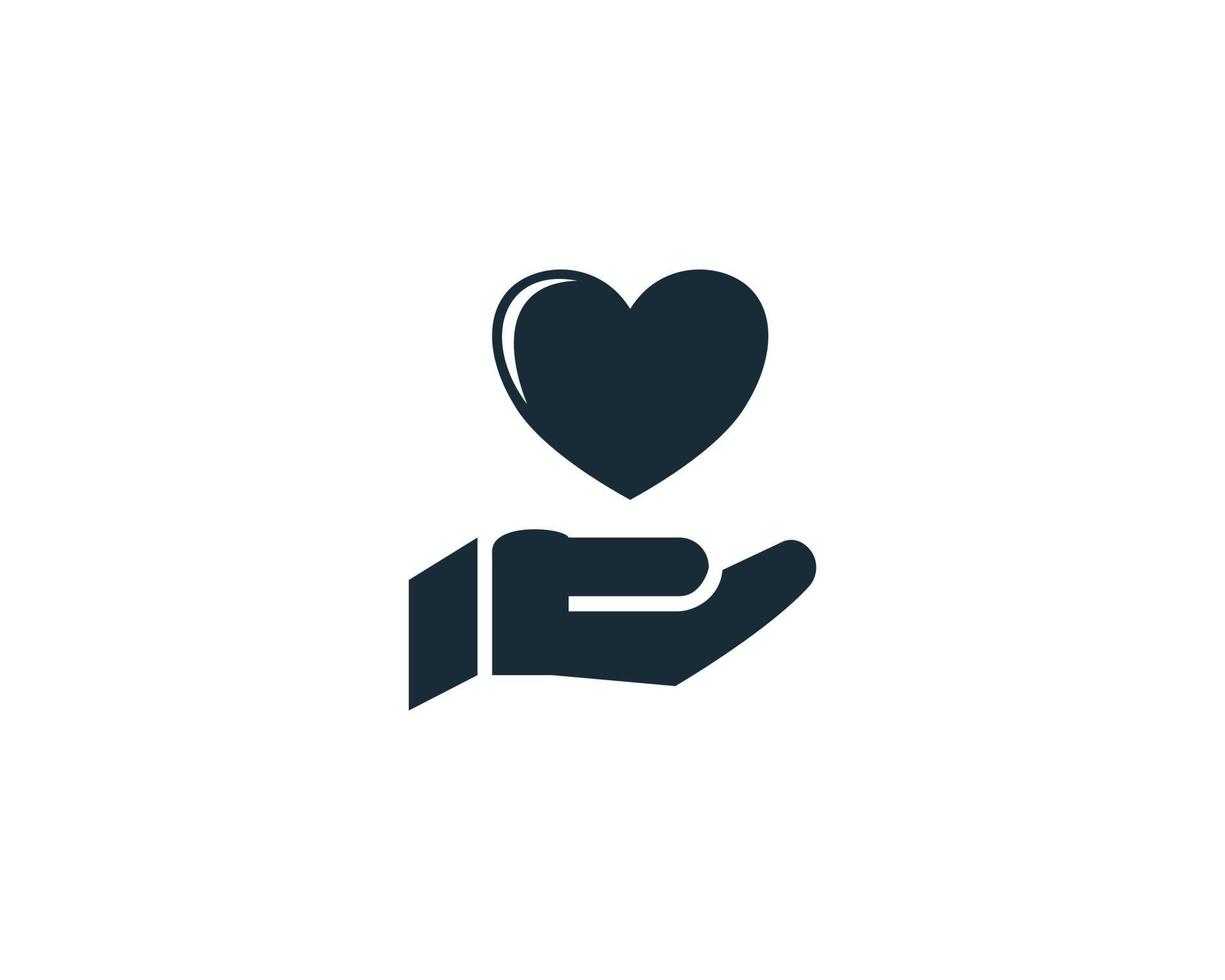 carità, cuore e mano, aiuto e amore icona vettore logo modello illustrazione design
