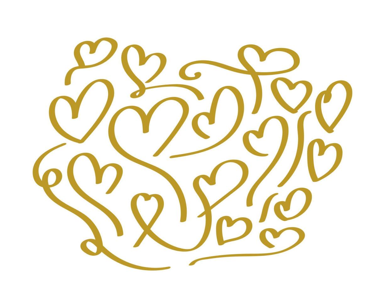 carino cuore d'oro doodle illustrazione isolato su sfondo bianco. sfondo di san valentino per carta da parati, volantini, inviti, poster, brochure, banner o cartoline vettore