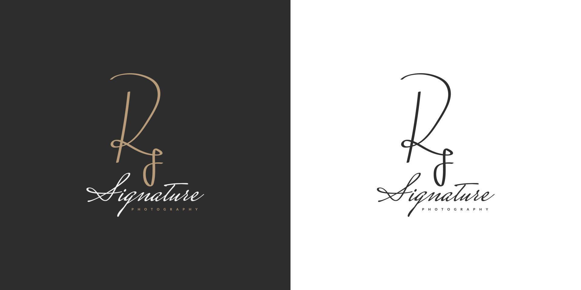 design del logo iniziale r e f con stile di scrittura a mano. logo o simbolo della firma rf per matrimonio, moda, gioielli, boutique e identità aziendale vettore