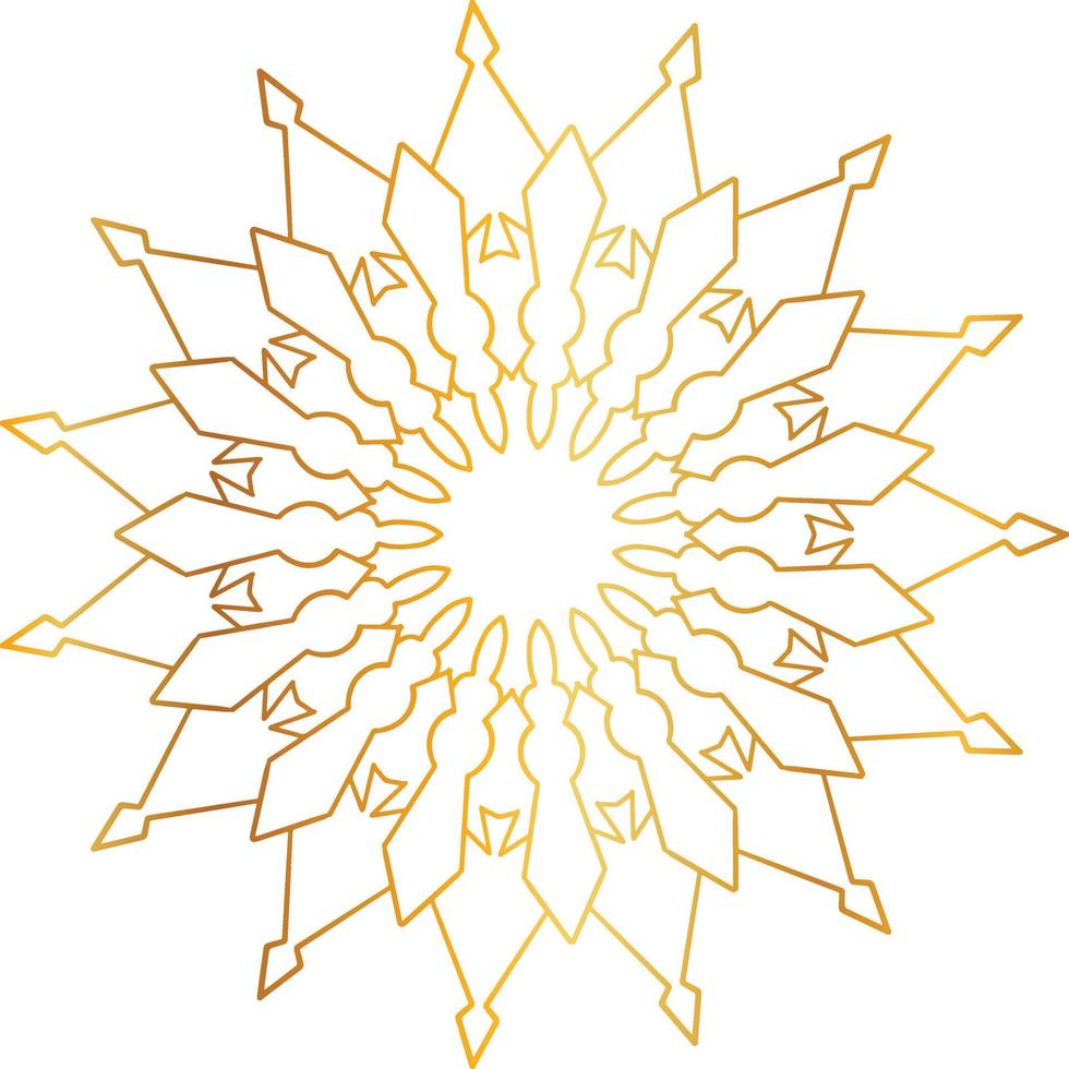 motivo mandala e design di sfondo con colore dorato, fiore, trama, cerchio vettore