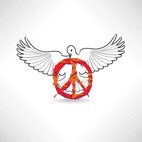 Simbolo della pace Colomba, segno di pacifismo. Emblema della giornata internazionale della pace. vettore
