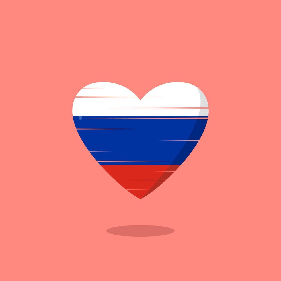 illustrazione di amore a forma di bandiera della russia vettore