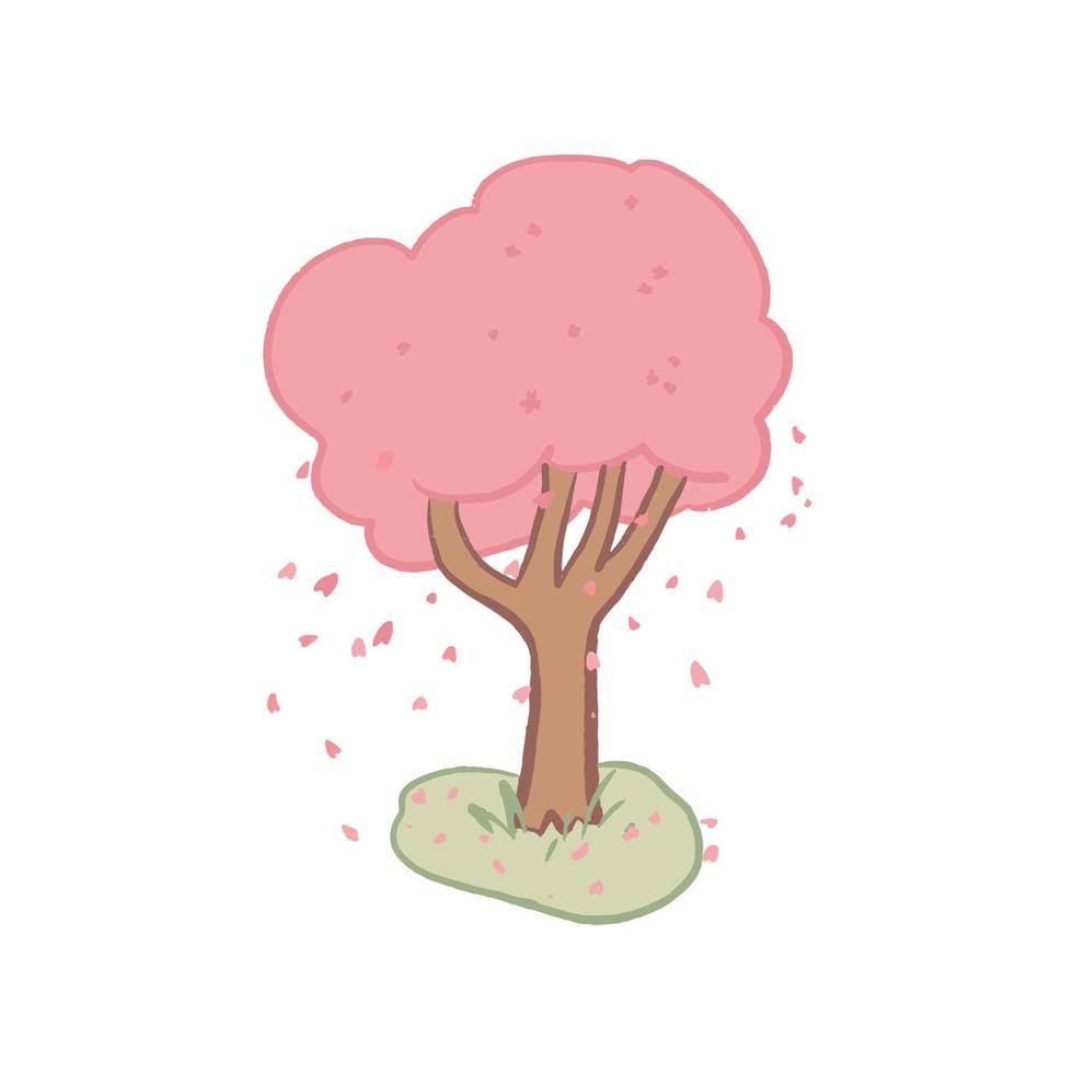 illustrazione dell'albero di sakura rosa isolato disegnato a mano vettore