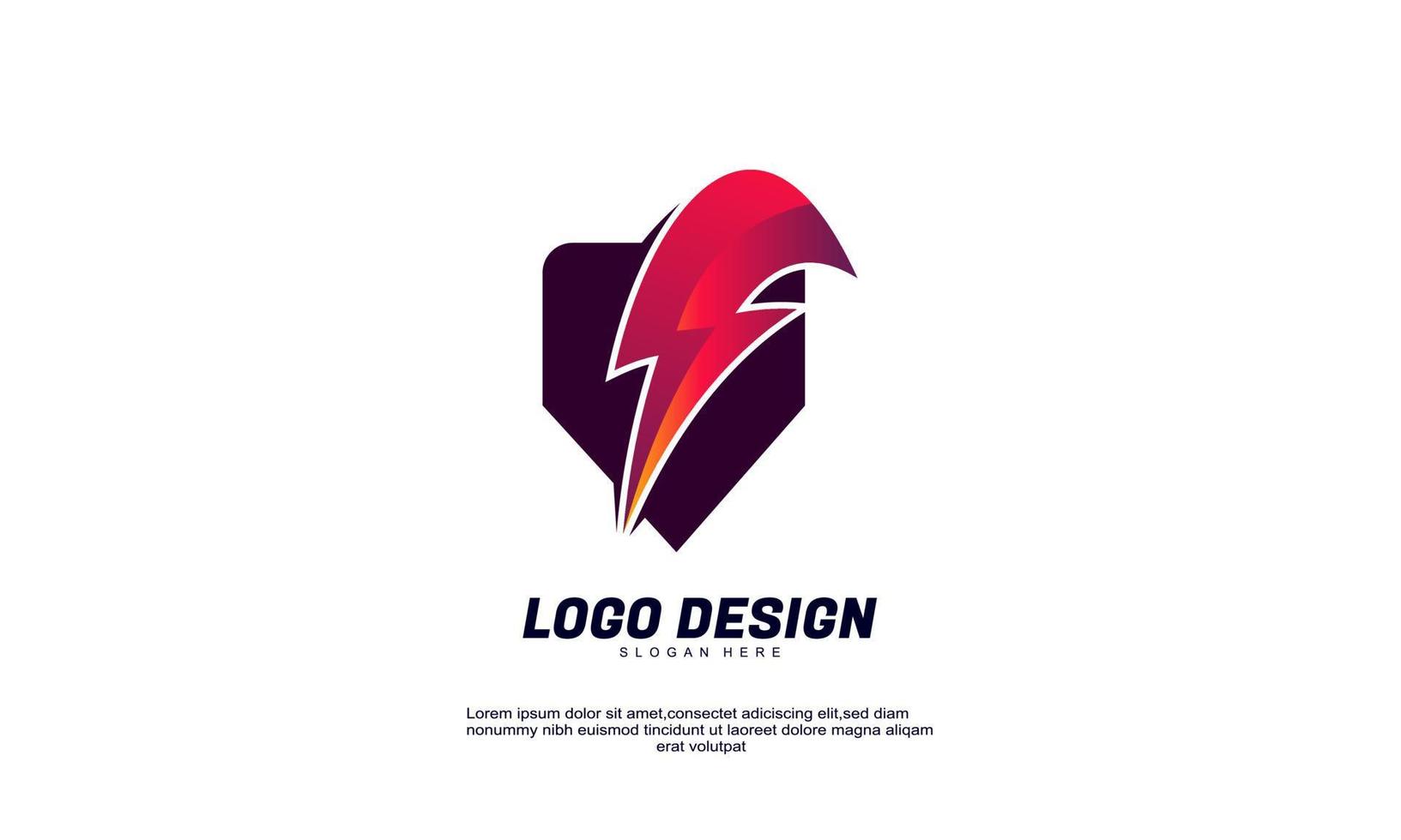 stock vector scudo creativo astratto e flash per modello di progettazione di colore sfumato aziendale o aziendale