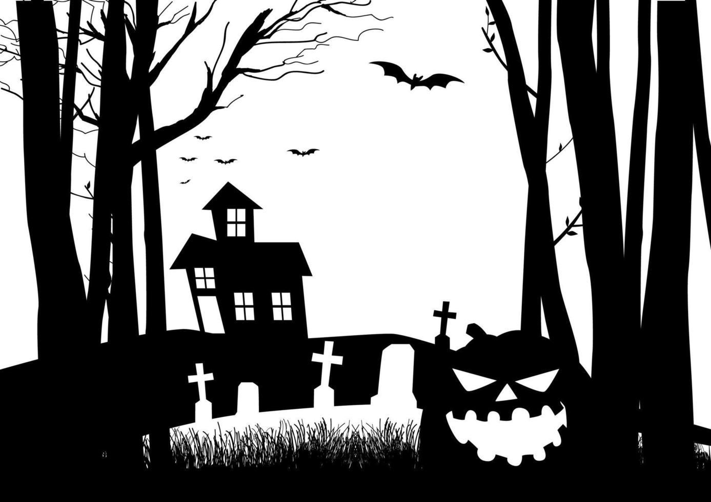 casa spaventosa e cimitero nei boschi oscuri vettore