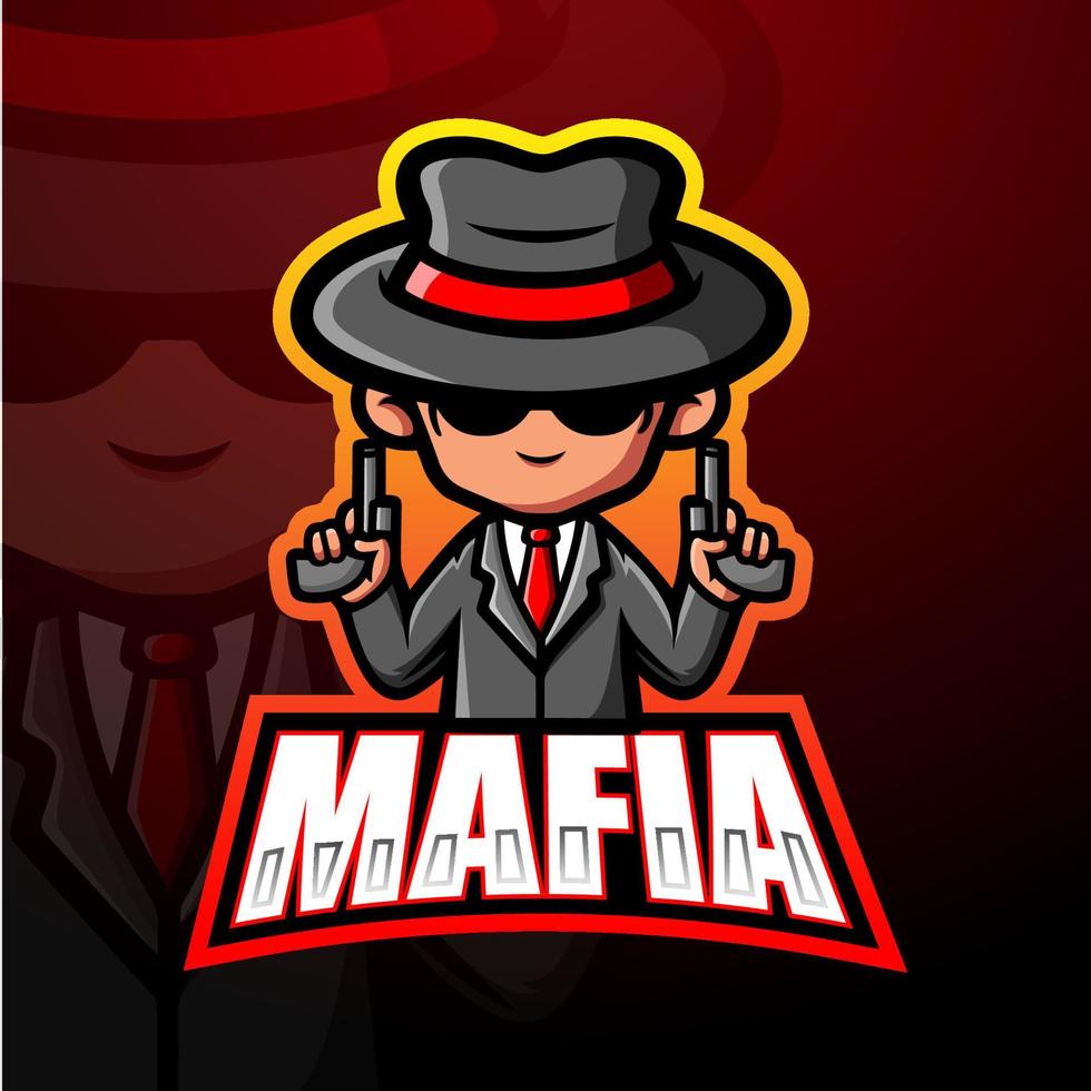 design del logo esport della mascotte della mafia vettore