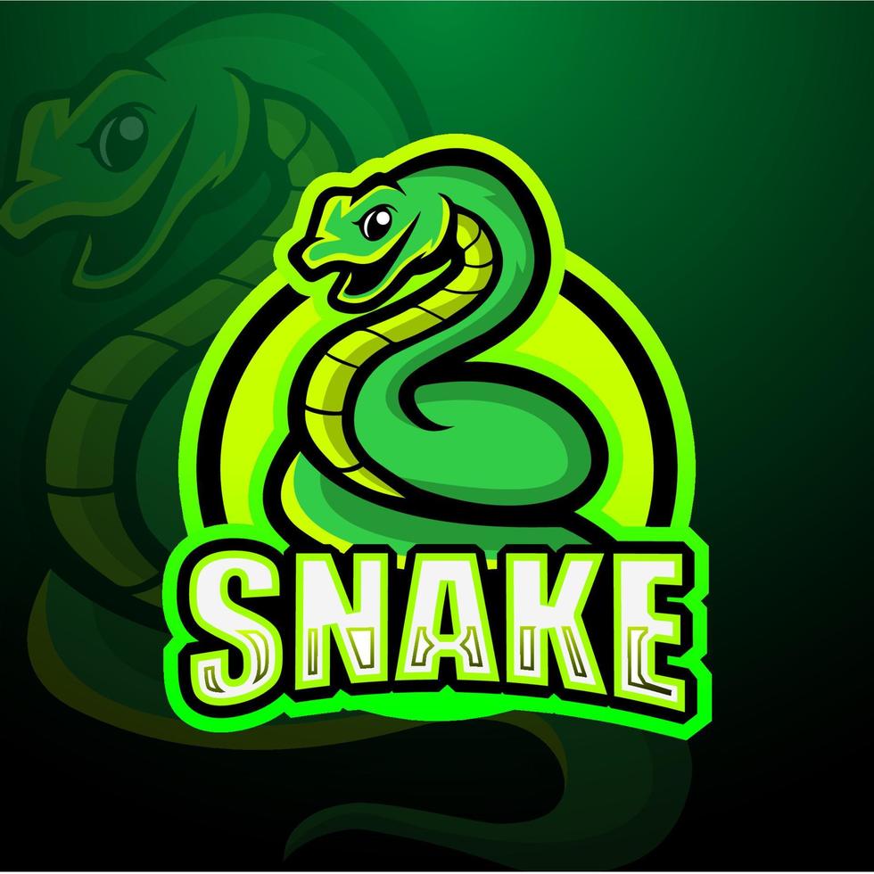 design del logo esport della mascotte del serpente vettore