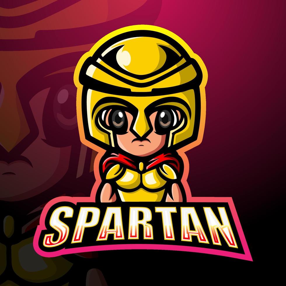 design del logo esport della mascotte del guerriero spartano vettore