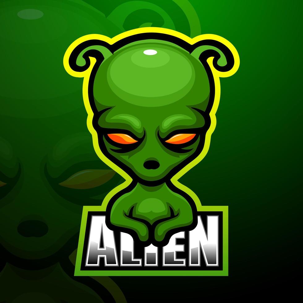 design del logo esport della mascotte aliena vettore