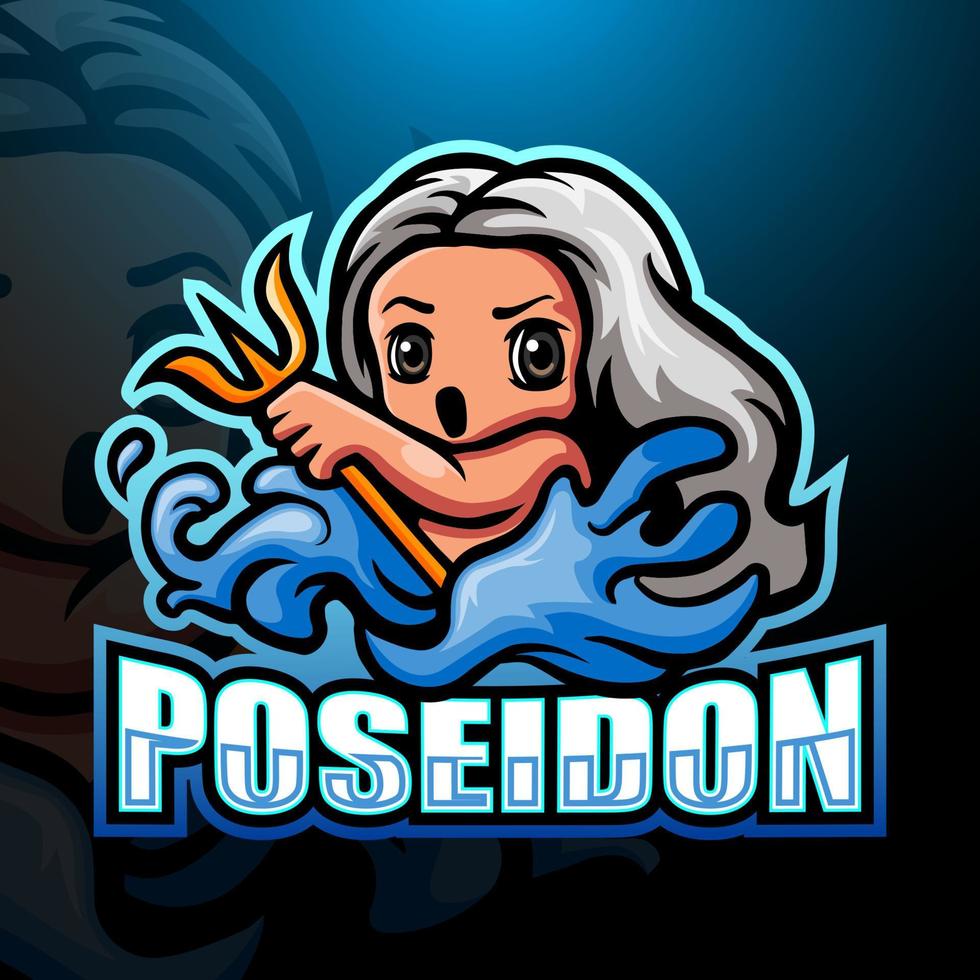 disegno del logo esport mascotte poseidon vettore