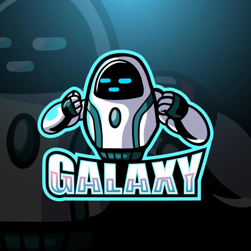 design del logo esport della mascotte della galassia vettore