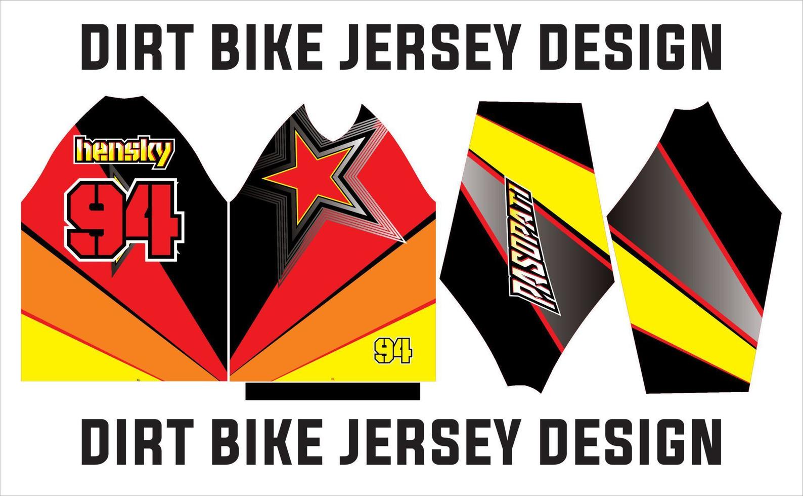 illustrazione di progettazione della maglia della bici della sporcizia di sublimazione. modello in jersey davanti, dietro, colletto e maniche vettore