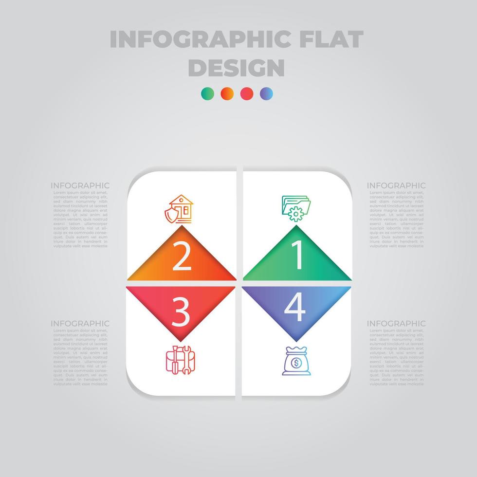 visualizzazione dei dati aziendali. diagramma di processo. elementi astratti di grafico, diagramma con passaggi, opzioni, parti o processi. modello di business vettoriale per la presentazione. concetto creativo per infografica.