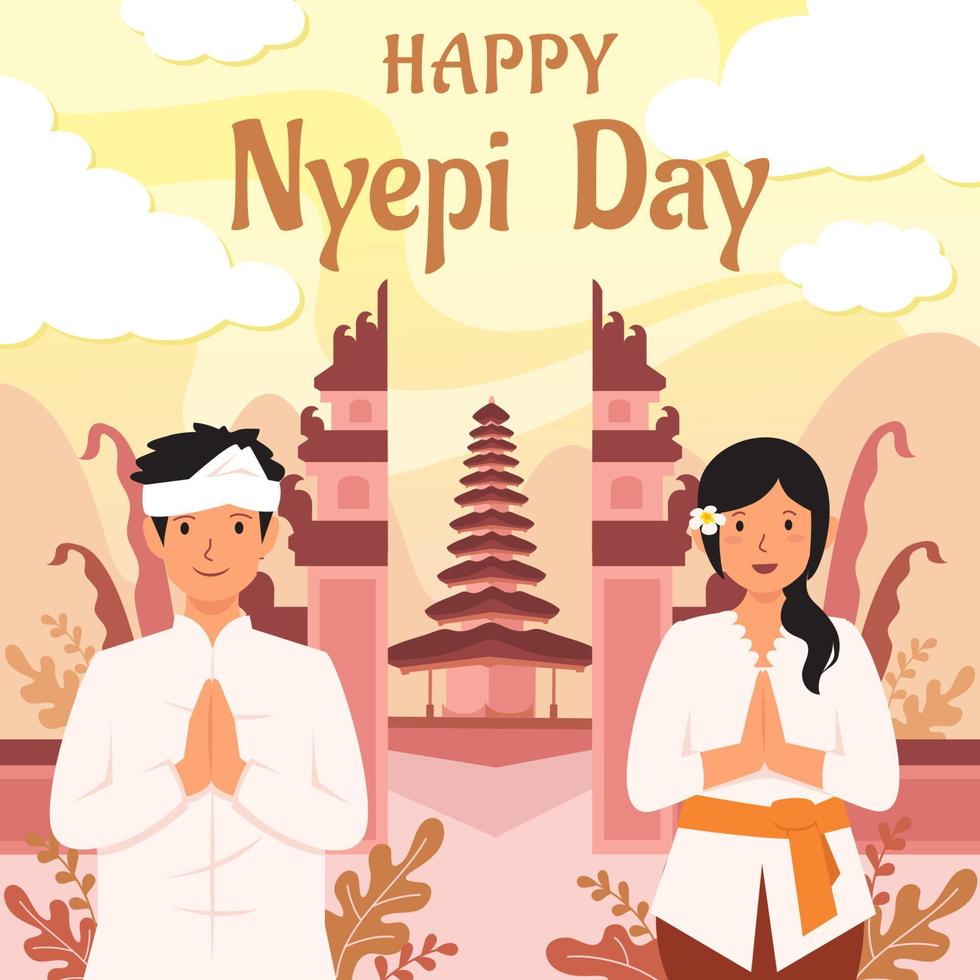 buon nyepi day vettore