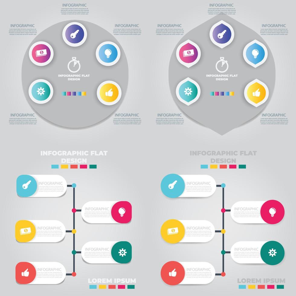 visualizzazione dei dati aziendali. diagramma di processo. elementi astratti di grafico, diagramma con passaggi, opzioni, parti o processi. modello di business vettoriale per la presentazione. concetto creativo per infografica.