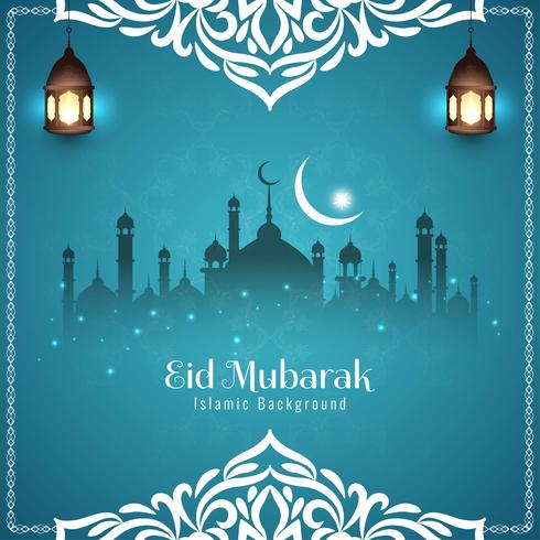 Fondo astratto di saluto di festival di Eid Mubarak vettore