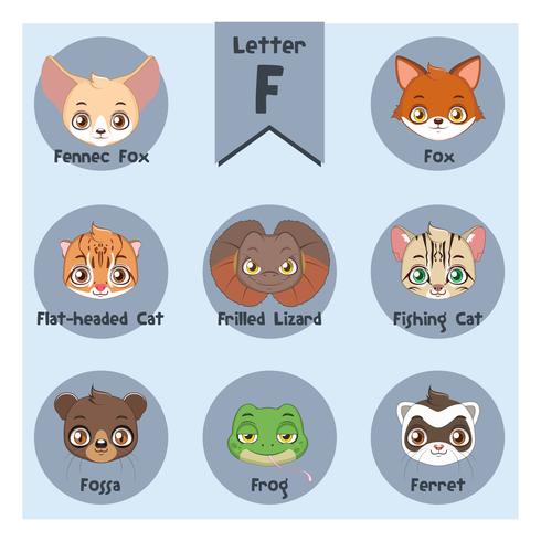 Alfabeto animale ritratto - Lettera F vettore