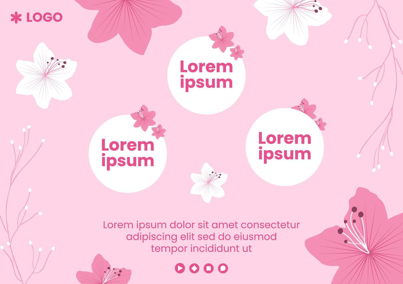 primavera con fiori di sakura in fiore modello di brochure illustrazione piatta modificabile di sfondo quadrato per social media o biglietto di auguri vettore