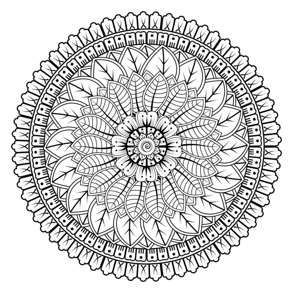 motivo circolare a forma di mandala per henné, mehndi, tatuaggio, decorazione. ornamento decorativo in stile etnico orientale. pagina del libro da colorare. vettore