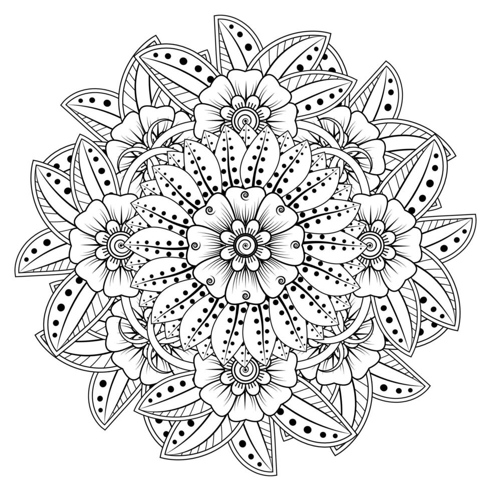 motivo circolare a forma di mandala per henné, mehndi, tatuaggio, decorazione. pagina del libro da colorare. vettore