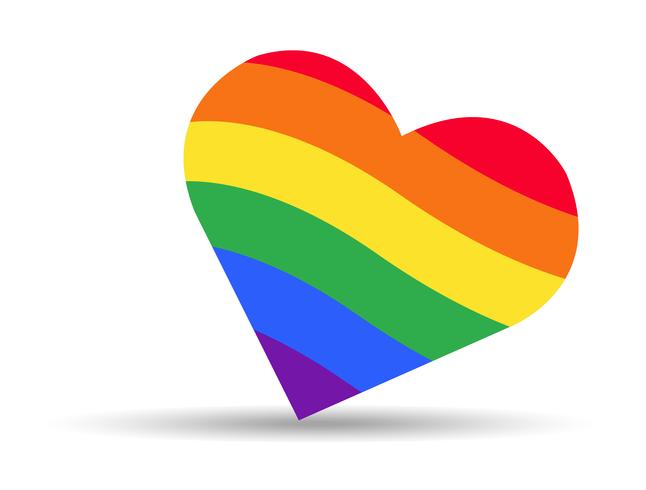 bandiera arcobaleno Simbolo LGBT sul cuore vettore