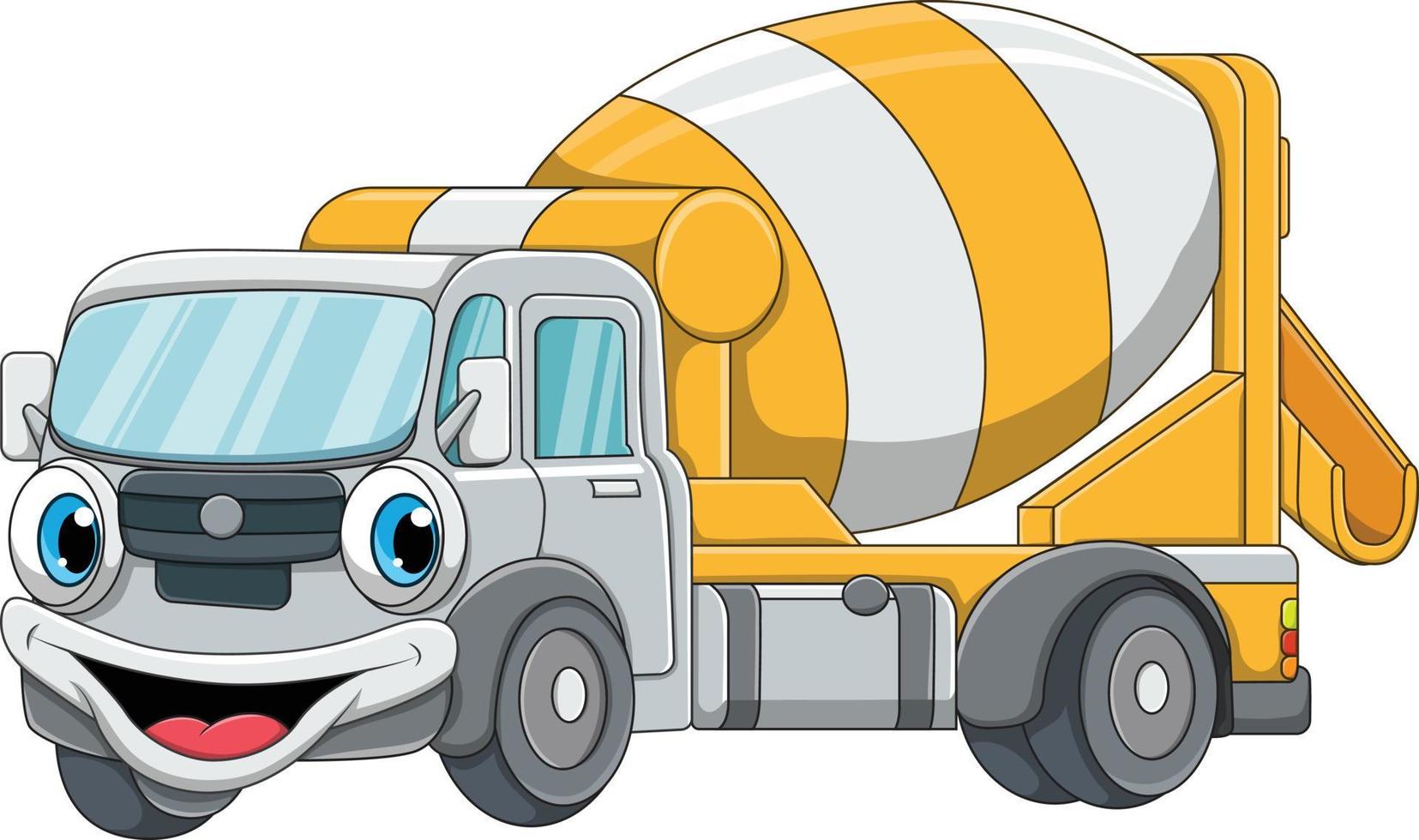 mascotte del camion della betoniera del fumetto vettore
