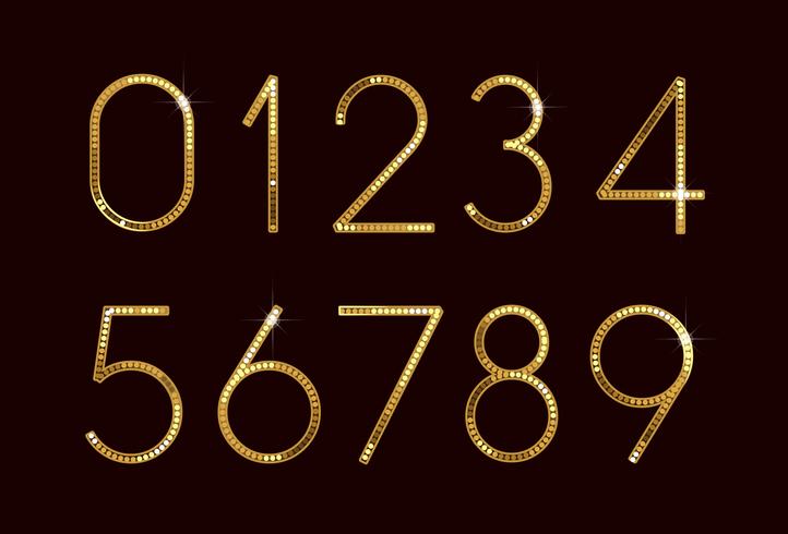 Numeri di carattere di moda d&#39;oro vettore