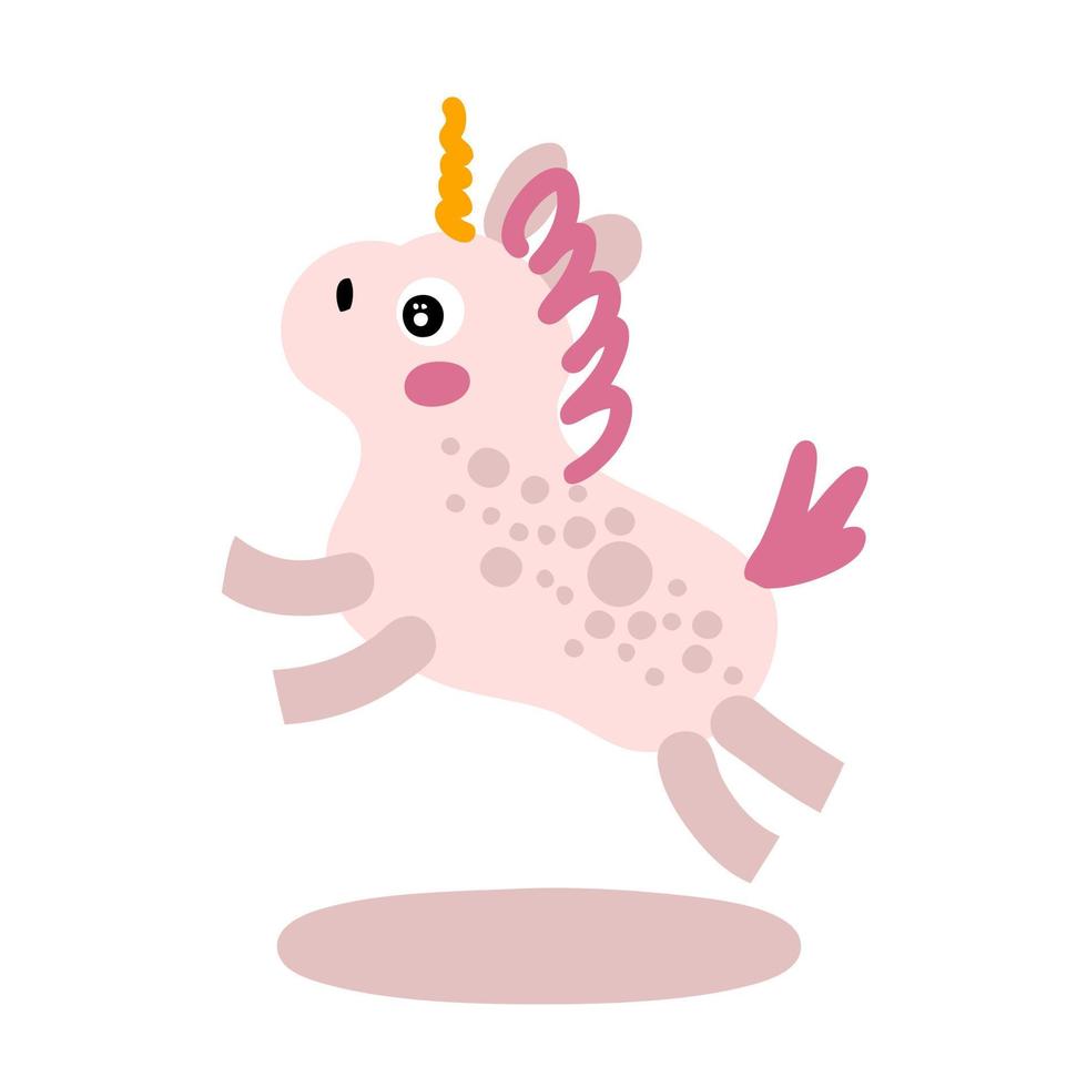 illustrazione vettoriale disegnata a mano adorabile unicorno rosa.