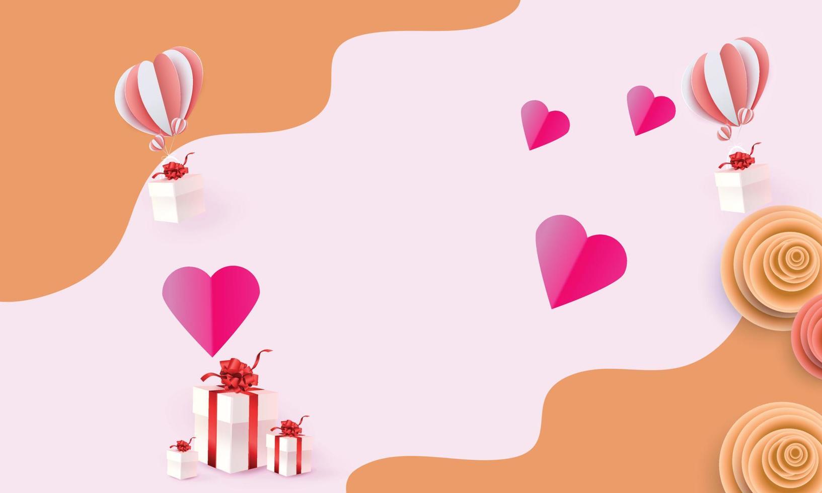 San Valentino sfondi cuore rosso cielo rosa cornice banner design concetto poster carta vettore