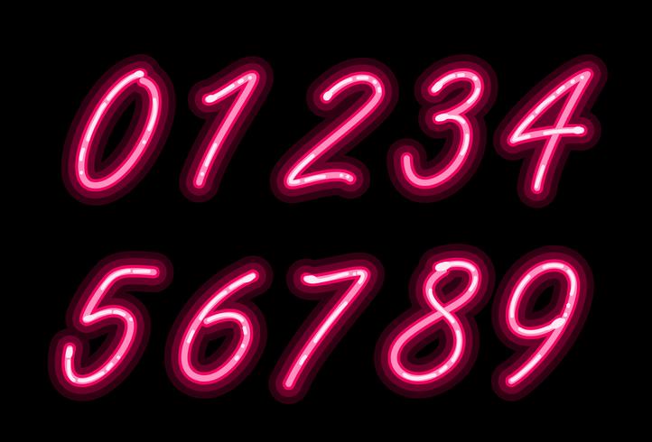 Numeri di carattere alfabeto al neon vettore