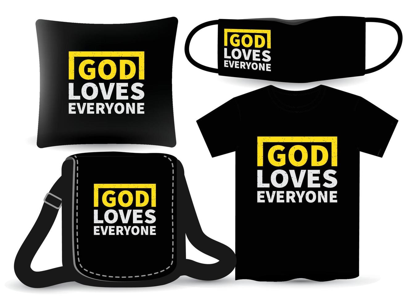 dio ama tutti il design delle lettere per t-shirt e merchandising vettore
