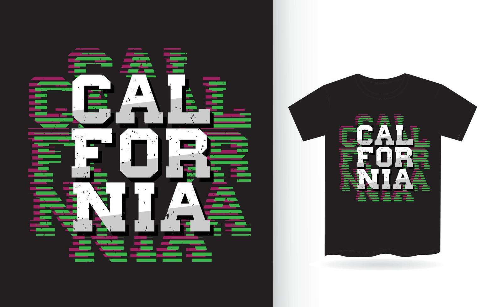 design tipografico moderno california per t-shirt print.eps vettore