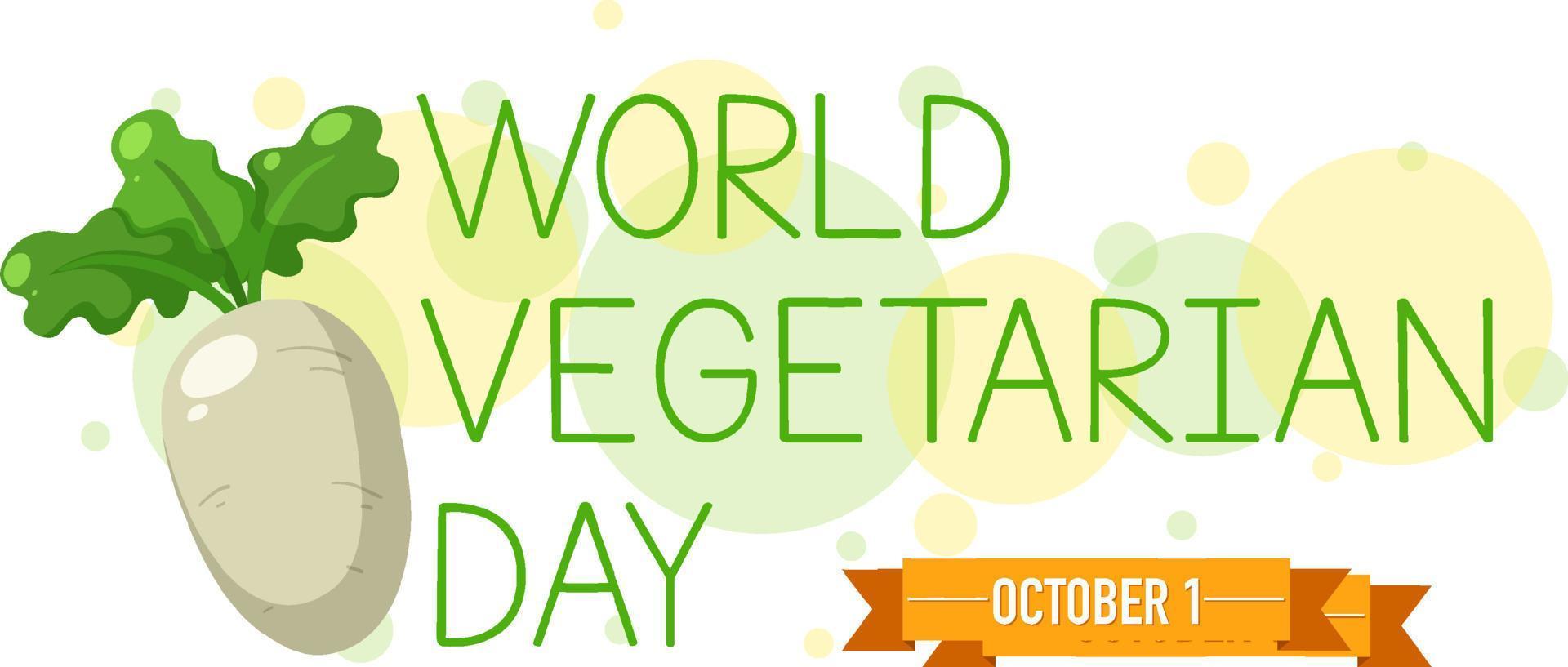 logo della giornata mondiale dei vegetariani con un daikon vettore