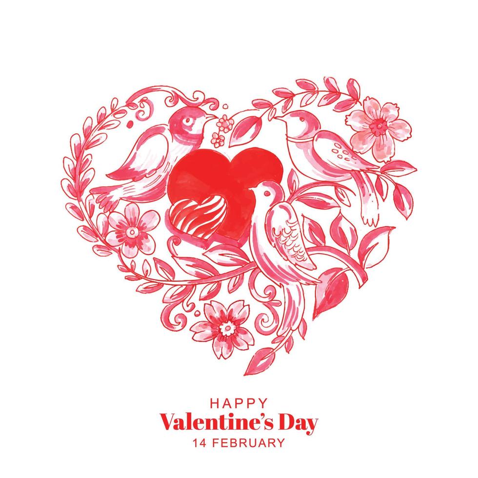 bellissimo design artistico della carta di San Valentino a forma di cuore vettore