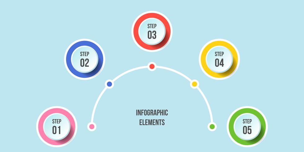 Grafico a semicerchio, modelli di infografica Timeline vettore