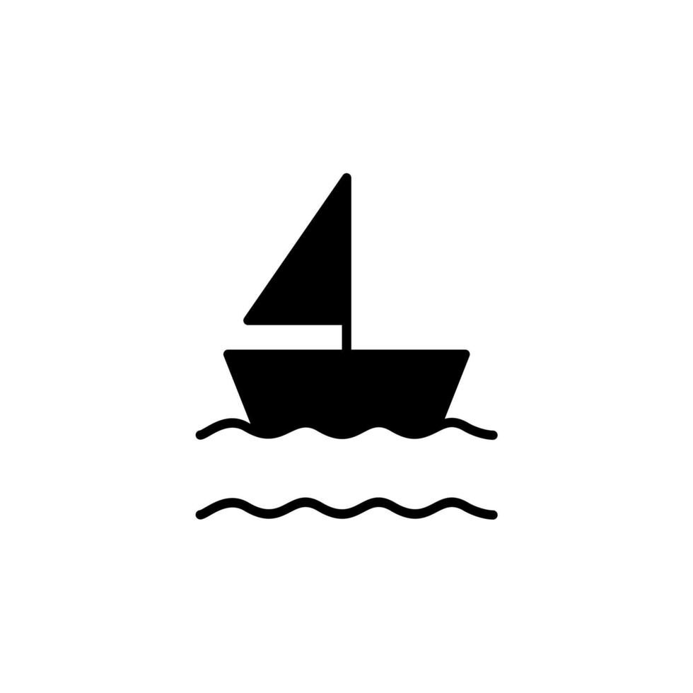 nave, barca, icona solida della barca a vela, vettore, illustrazione, modello di logo. adatto a molti scopi. vettore