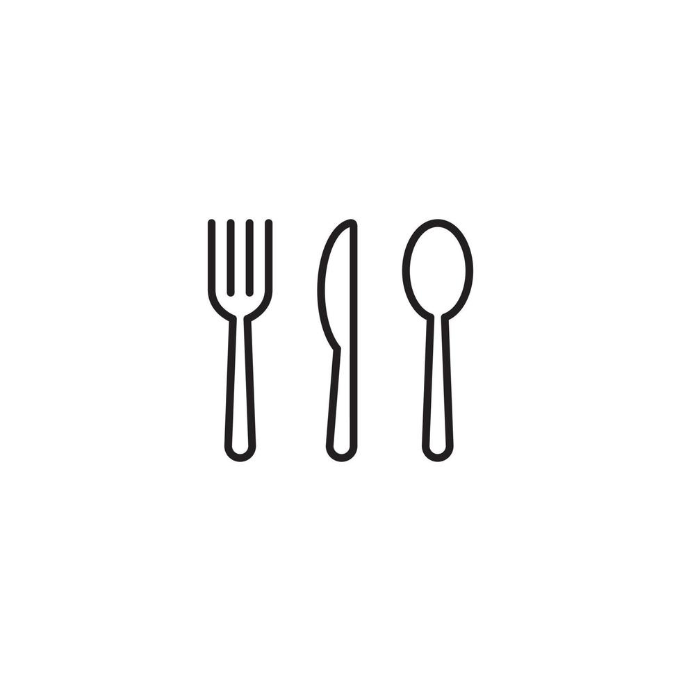 vettore icona forchetta, coltello e cucchiaio isolato su sfondo bianco