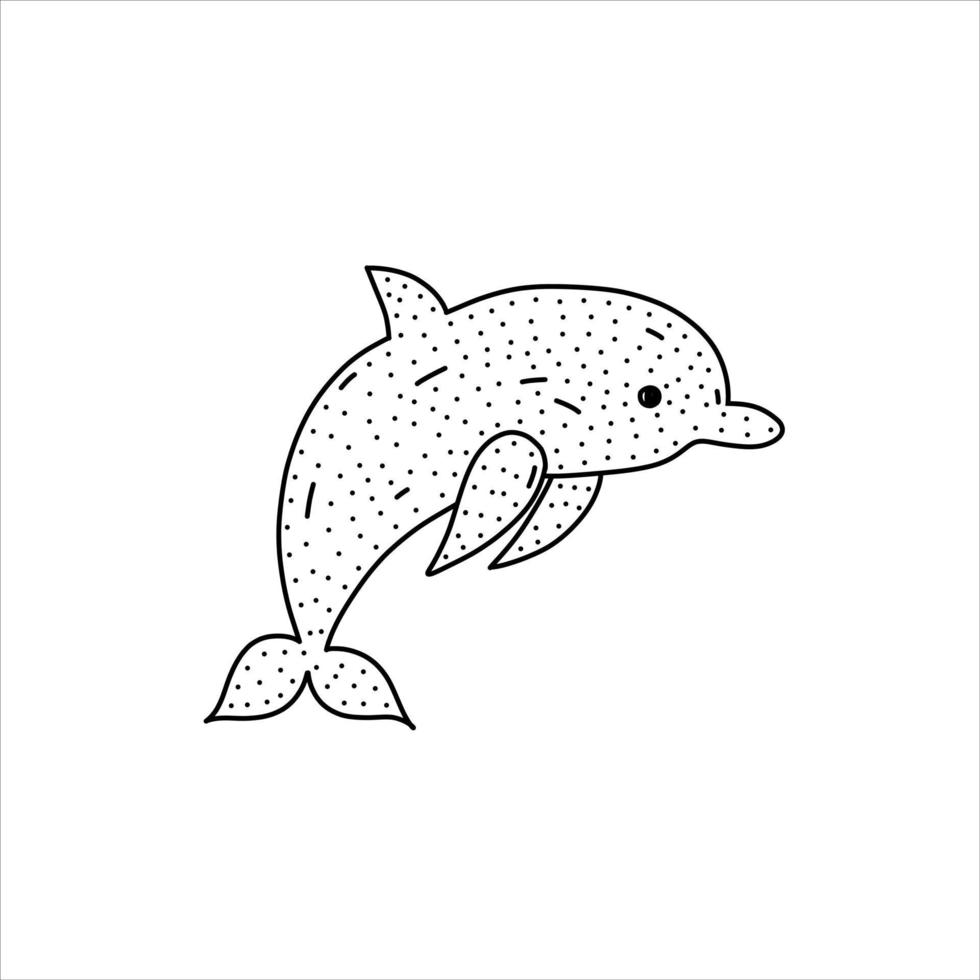 icona di delfino disegnato a mano in stile doodle. icona del fumetto delfino vettoriale per il web design isolato su sfondo bianco.