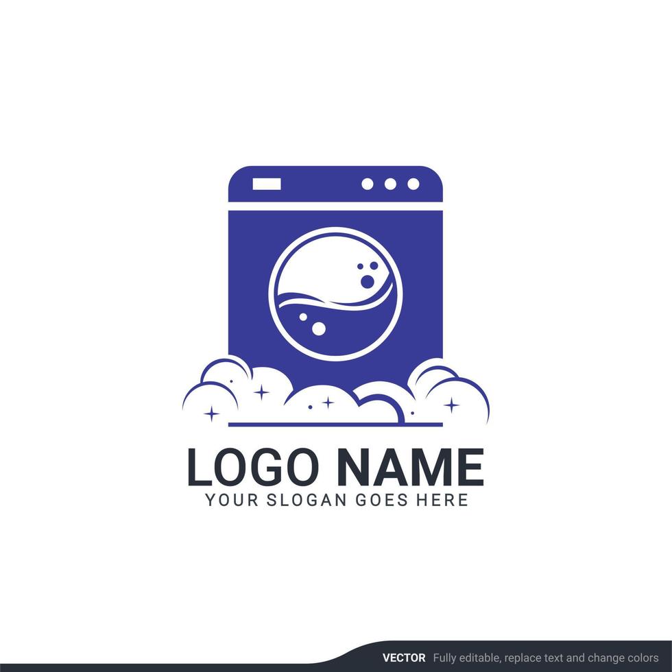 design moderno del logo dei servizi di lavanderia. design del logo modificabile vettore