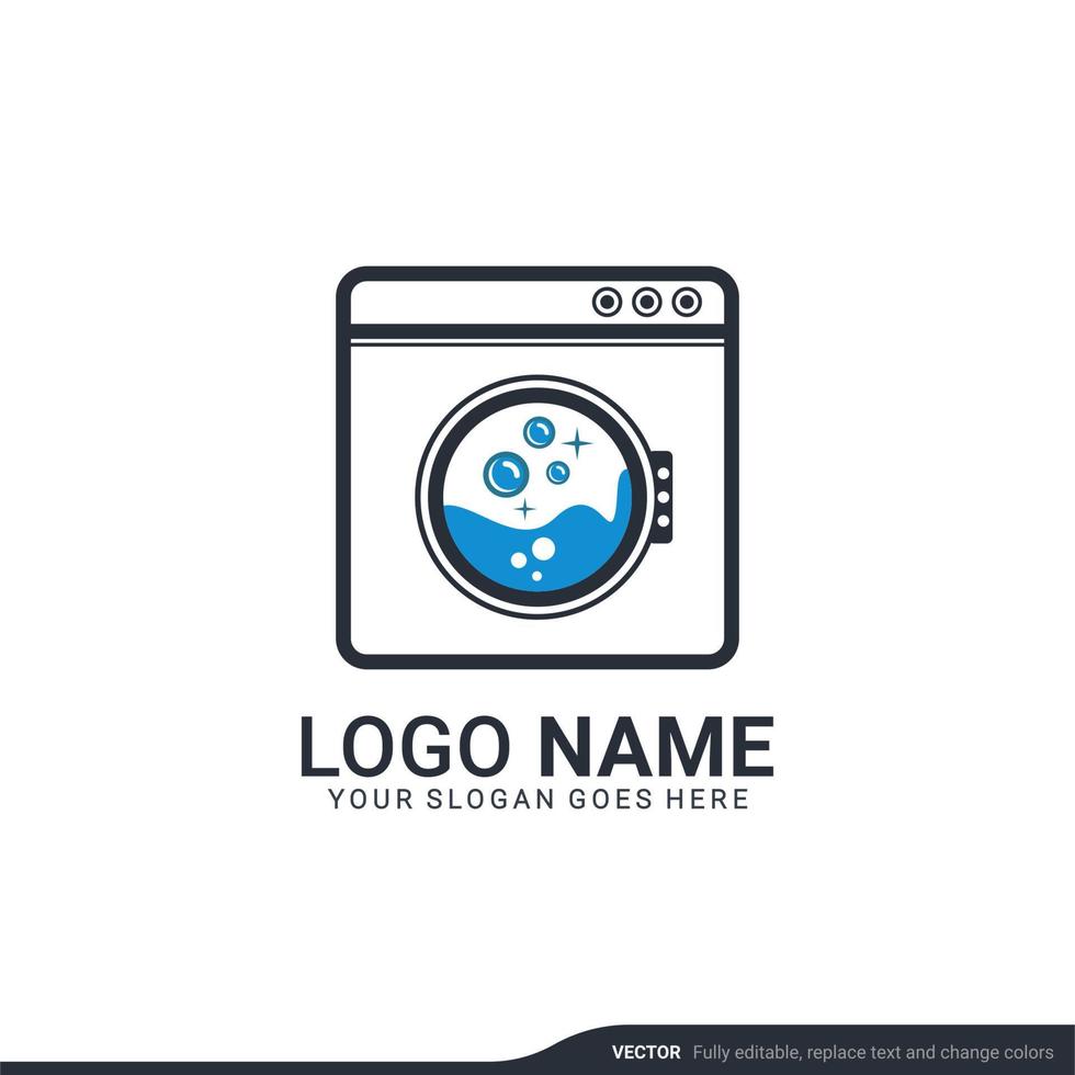 design moderno del logo dei servizi di lavanderia. design del logo modificabile vettore