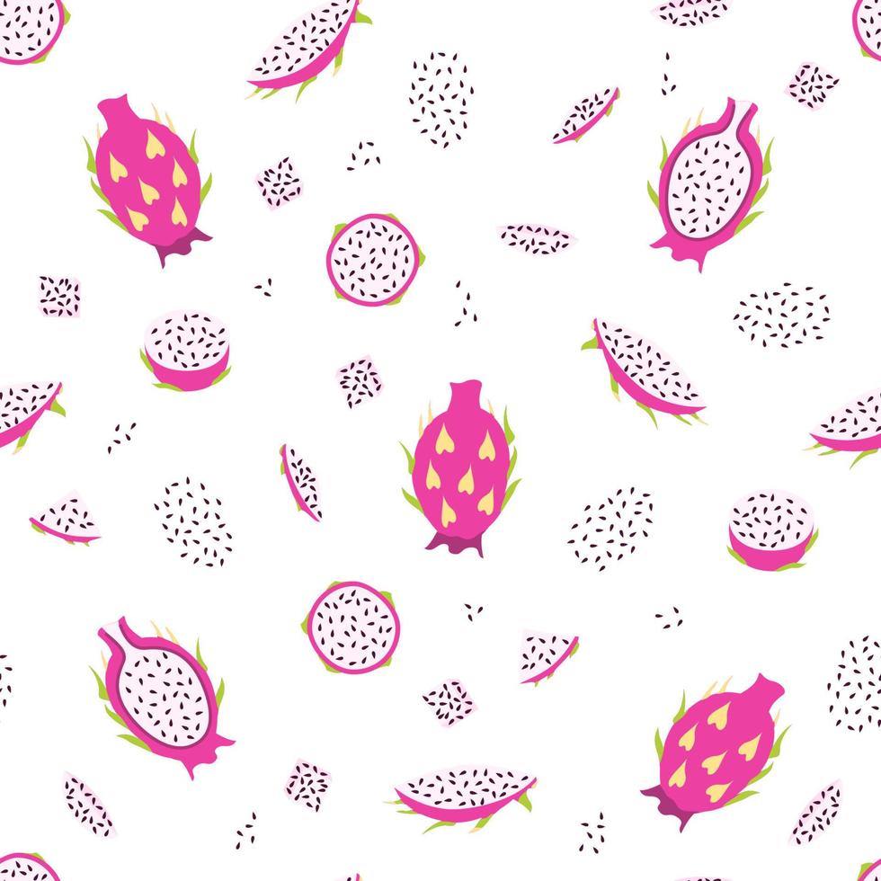 modello senza cuciture con pitaya. frutta esotica. illustrazione vettoriale. vettore