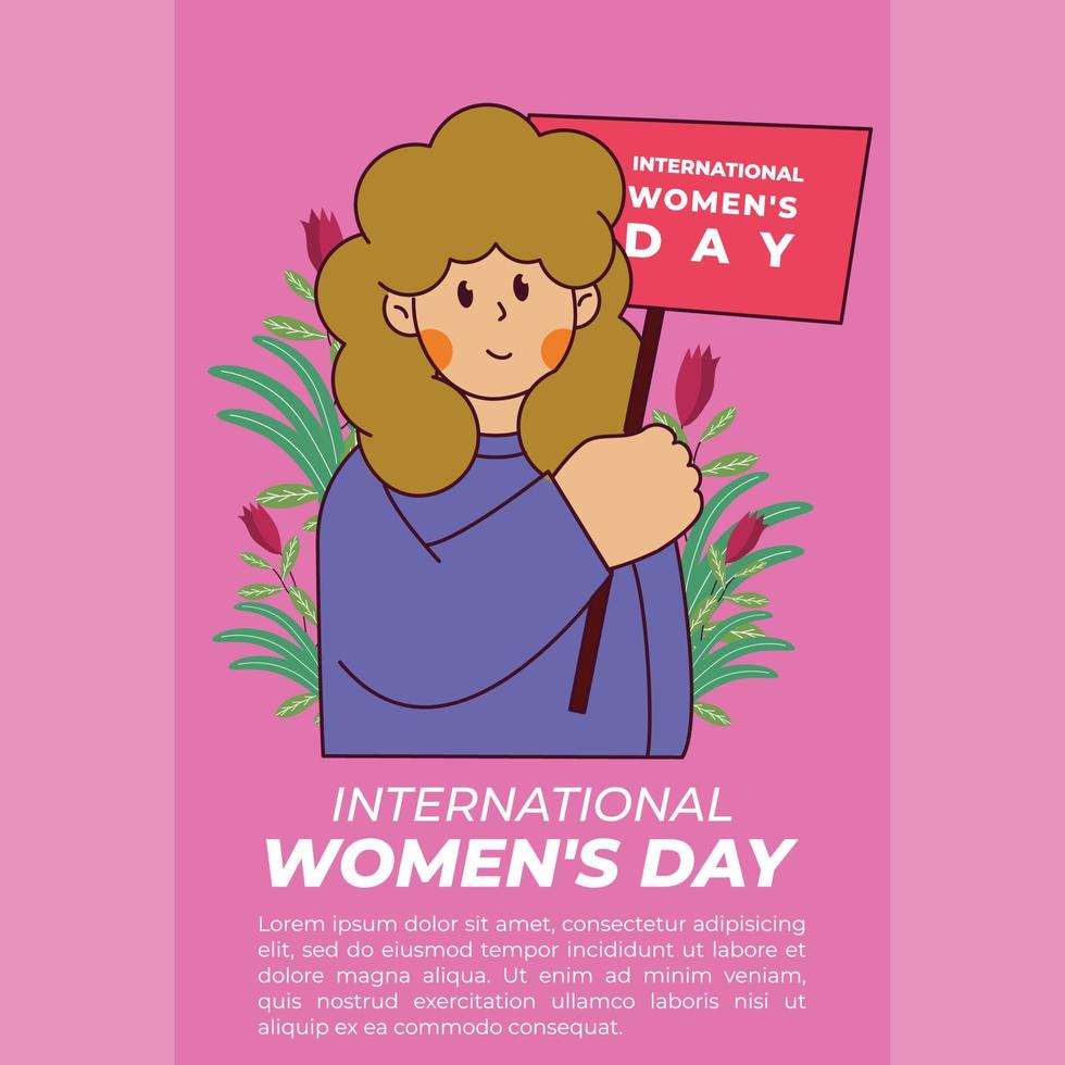giornata internazionale della donna. sostegno alle donne. donne che portano un segno per la giornata mondiale della donna. illustrazioni vettoriali