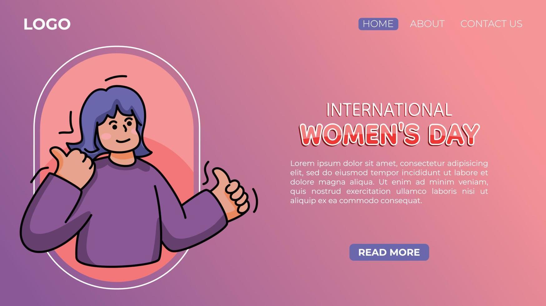 modello di pagina di destinazione web per la giornata internazionale della donna piatta vettore