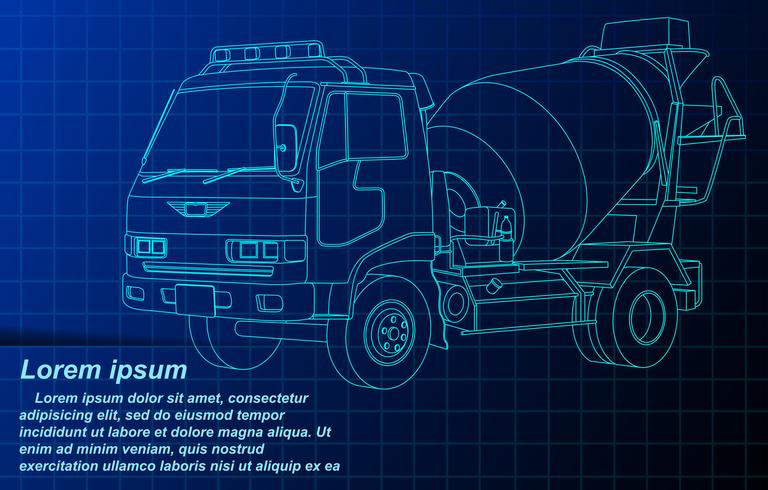 wireframe di camion di cemento. vettore